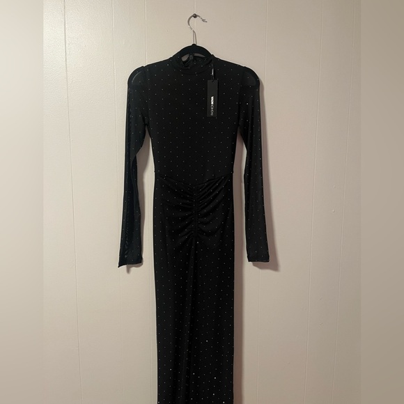 Black Mesh Rhinestone Dress - Picture 3 of 4